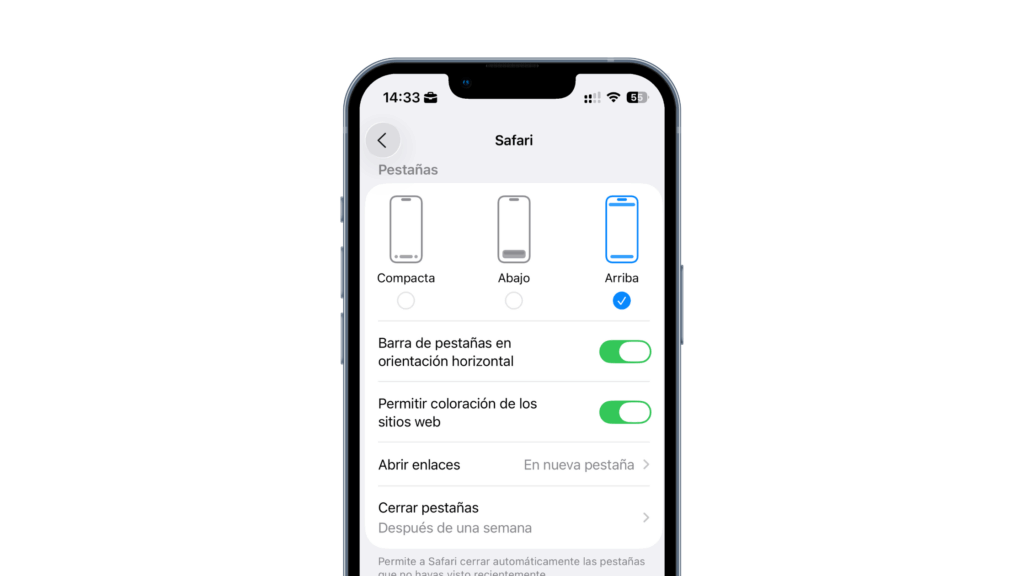 Rediseño de Safari iOS 26