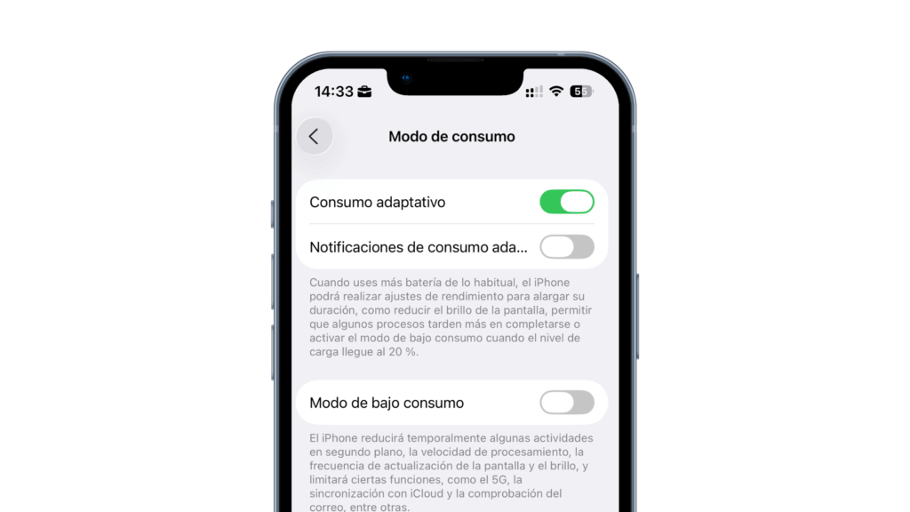 Nuevo modo de ahorro de consumo adaptativo